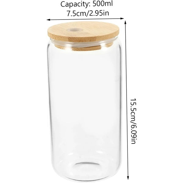 Eco-Friendly Glass Jar with Bamboo Lid & Straw - Sustainable Drinkware