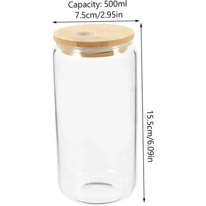 Eco-Friendly Glass Jar with Bamboo Lid & Straw - Sustainable Drinkware