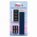 120 Pieces Pencil Stationery Sets (4 Pencils – 4 Erasers & 4 Sharpeners – School Supplies Kit for Students – Drawing – Writing – Classroom & Office Use)