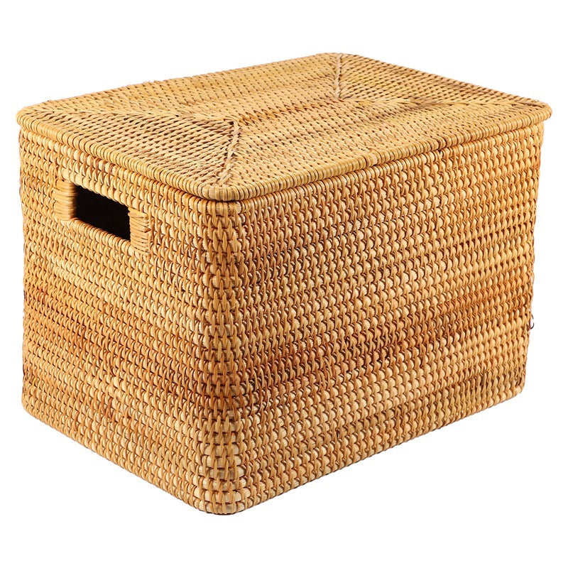 Natural Woven Storage Basket with Lid - Eco-Friendly, Plastic-Free, Versatile