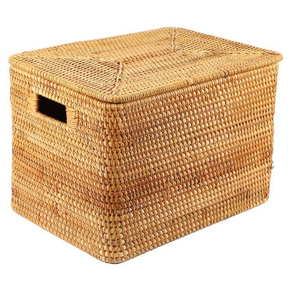Natural Woven Storage Basket with Lid - Eco-Friendly, Plastic-Free, Versatile