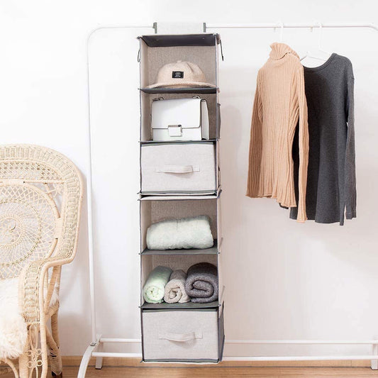 Eco-Friendly Hanging Closet Organizer with Multiple Compartments