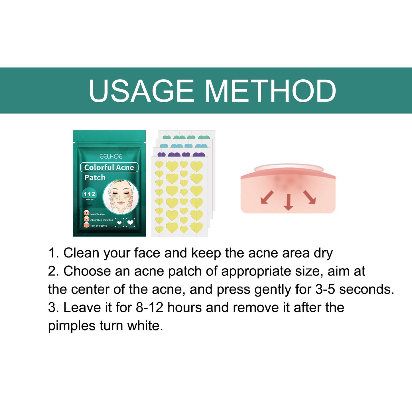 Heart-Shaped Colorful Acne Patches - Eco-Friendly Skincare Solution