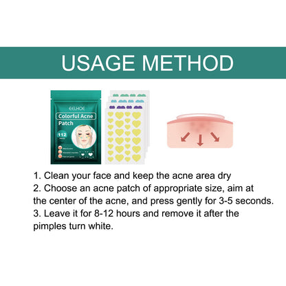 Heart-Shaped Colorful Acne Patches - Eco-Friendly Skincare Solution