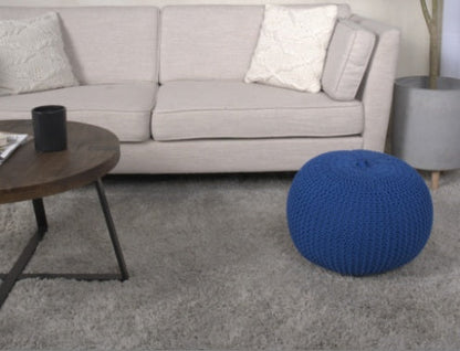 Eco-Friendly Knitted Yellow Pouf - Versatile Home Decor