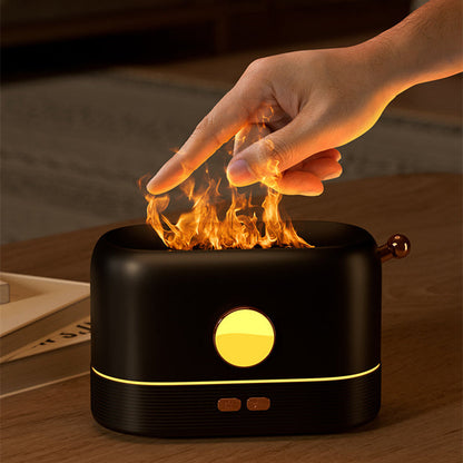 Compact LED Flame Effect Humidifier - Water-Saving & Ambient Light