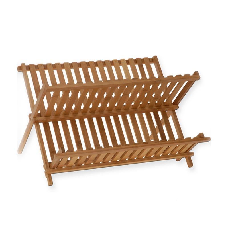 Eco-Friendly Bamboo Dish Drying Rack - X-Shaped Foldable Design