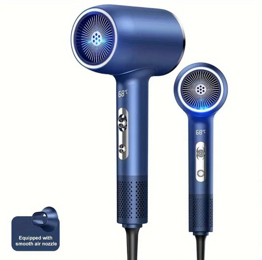 Energy-Efficient Blue Hair Dryer with Digital Display