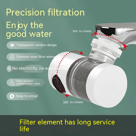 Water-Saving Stainless Steel Faucet Water Filter with Transparent Window