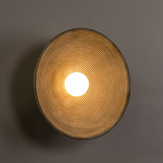 Eco-Friendly Circular Wall Light in Natural Wood Tone