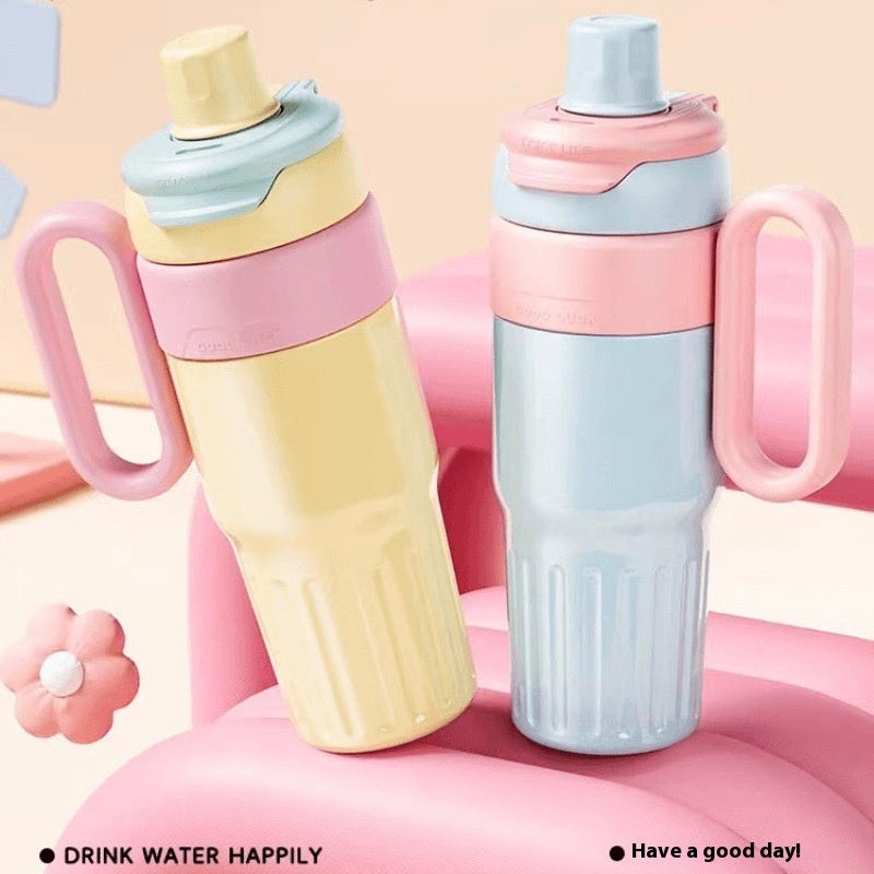 Eco-Friendly Reusable Water Bottle with Handle - 780ml Yellow & Blue