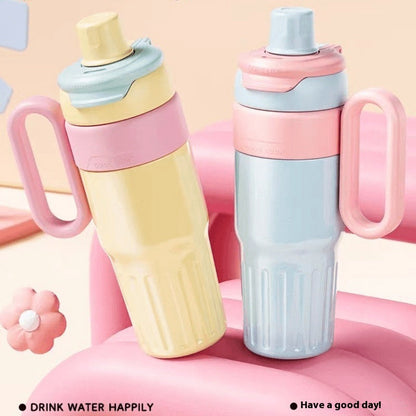 Eco-Friendly Reusable Water Bottle with Handle - 780ml Yellow & Blue