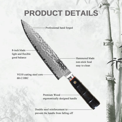 Premium Damascus Steel Kitchen Knife with Green Handle