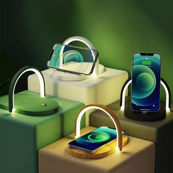 Wireless Charger Night Light & Phone Holder - Eco-Friendly Multi-Functional Station