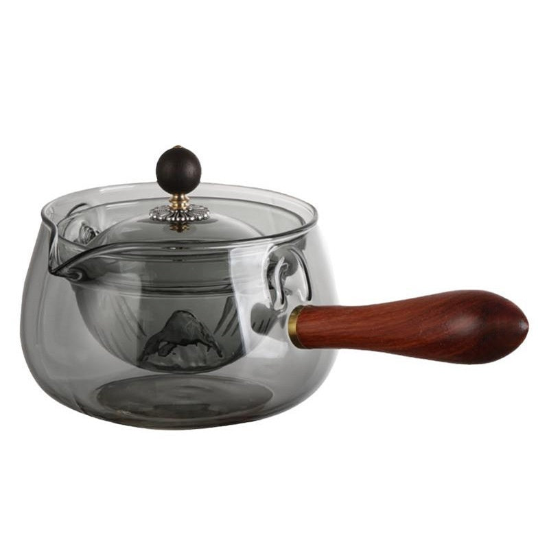 Eco-Friendly Glass Teapot Set with Wooden Handle and Cups