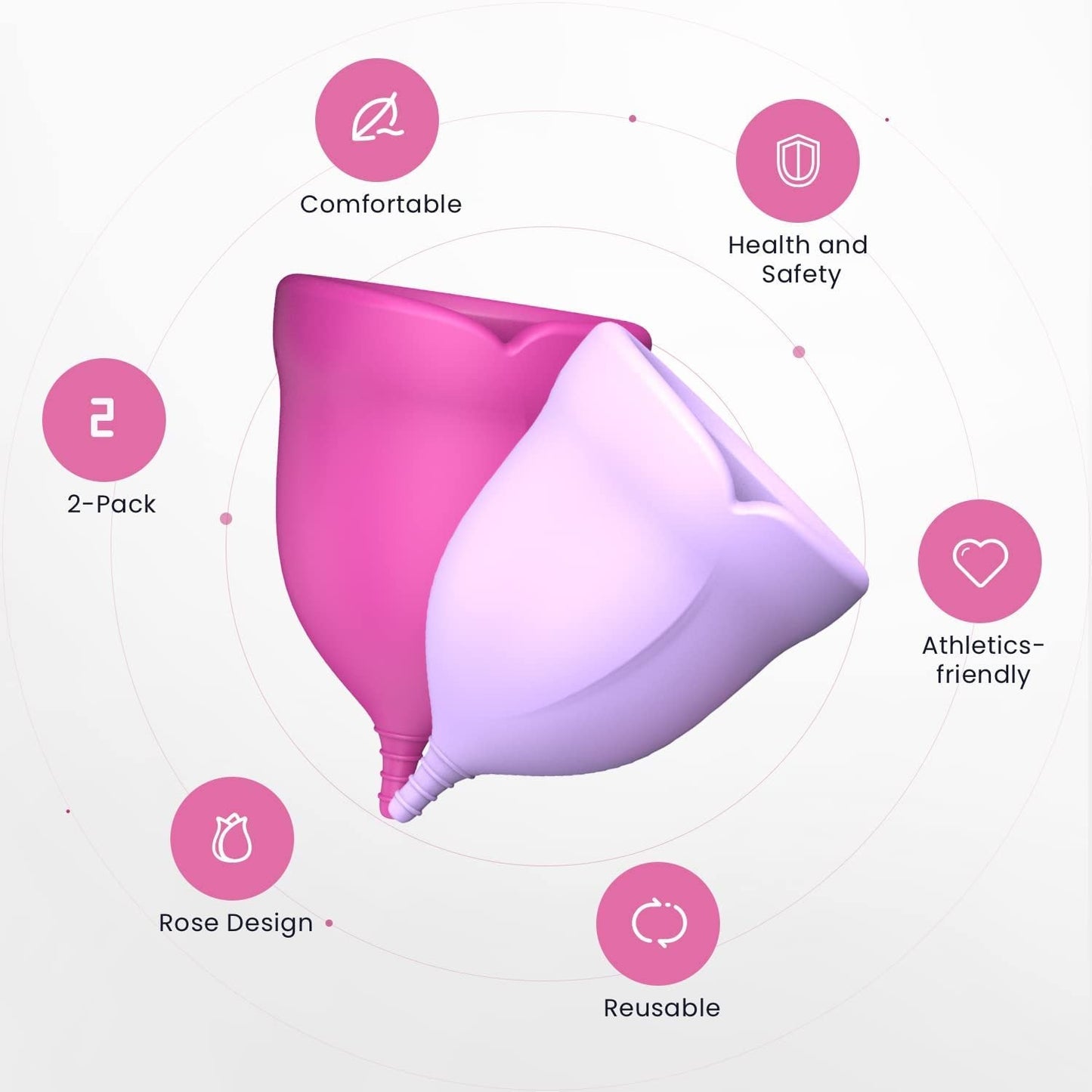 Eco-Friendly Reusable Menstrual Cups - Medical-Grade Silicone, Pink & Lavender