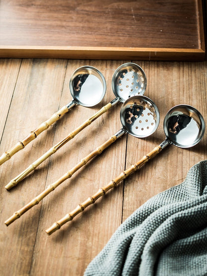 Eco-Friendly Stainless Steel & Bamboo Ladles - Sustainable Kitchen Utensils