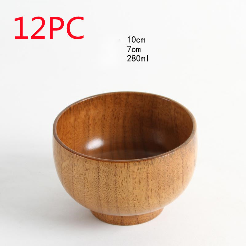 Eco-Friendly Wooden Bowls and Cup Set - Natural, Stackable, Biodegradable
