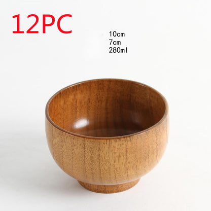 Eco-Friendly Wooden Bowls and Cup Set - Natural, Stackable, Biodegradable
