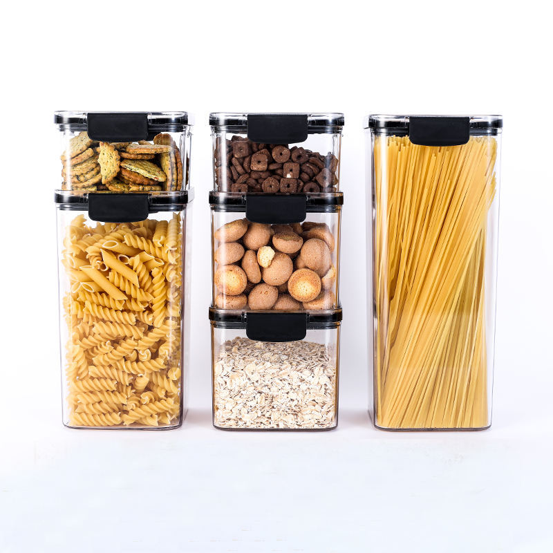 Eco-Friendly Stackable Storage Containers - Transparent with Black Lids