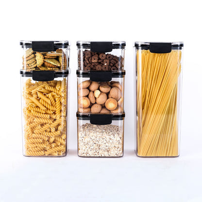 Eco-Friendly Stackable Storage Containers - Transparent with Black Lids