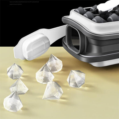 Eco-Friendly Reusable Silicone Ice Cube Tray - Blue & White Diamond Pattern