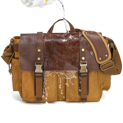 Eco-Friendly Leather and Canvas Messenger Bag for Daily Use