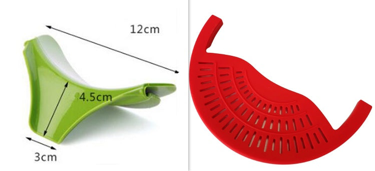 Eco-Friendly Clip-On Pot Strainer - Green Silicone Kitchen Tool