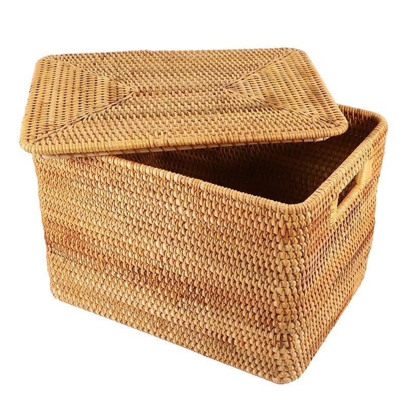 Natural Woven Storage Basket with Lid - Eco-Friendly, Plastic-Free, Versatile