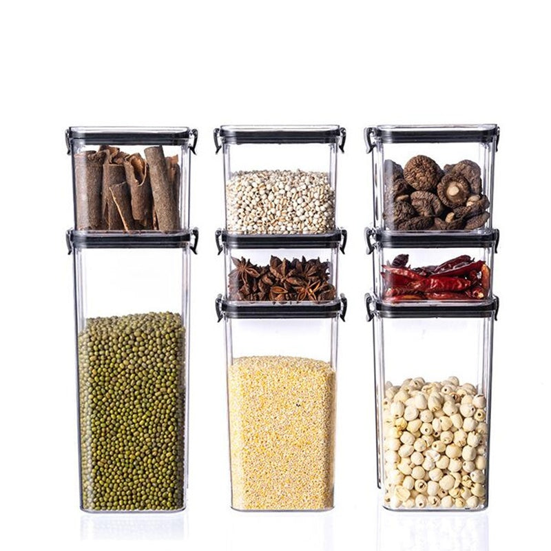 Eco-Friendly Stackable Storage Containers - Transparent with Black Lids
