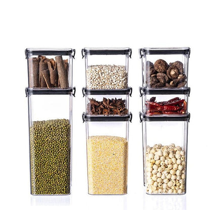 Eco-Friendly Stackable Storage Containers - Transparent with Black Lids