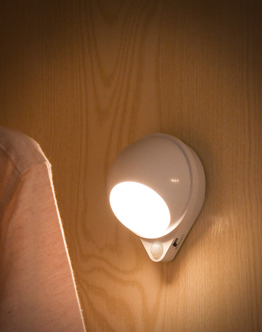 Dome-shaped motion sensor night light with triangular base