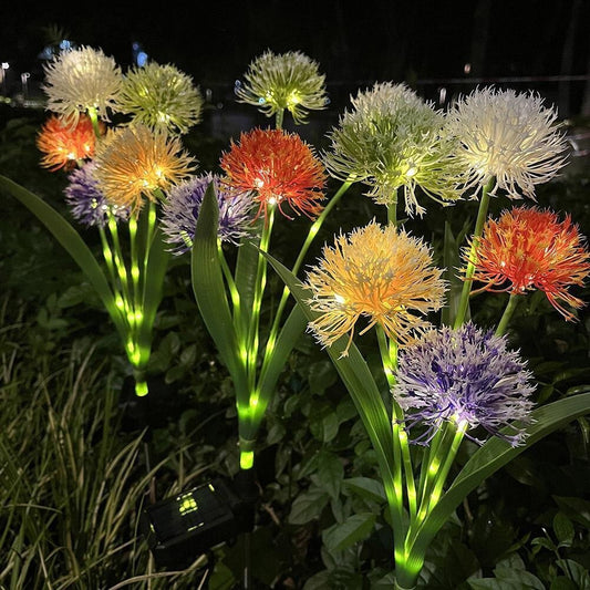 Solar-powered multicolored flower garden lights