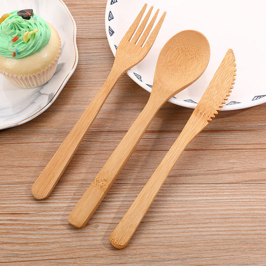 Eco-Friendly Bamboo Cutlery Set - Sustainable Fork, Spoon, Knife
