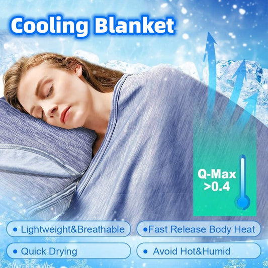 Light blue cooling blanket for hot sleepers