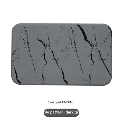Sustainable Dark Gray Bathroom Accessory Set with Black Marble Pattern