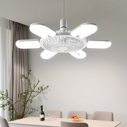 White circular ceiling fan with petal-like LED light extensions