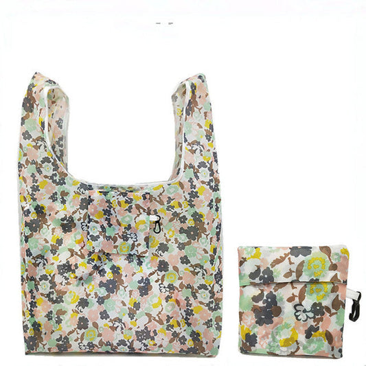 Eco-Friendly Reusable Shopping Bag with Multicolored Floral Pattern