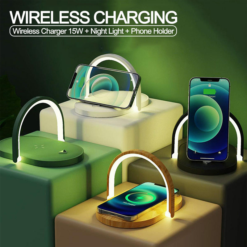 Wireless Charger Night Light and Phone Holder with Eco-Friendly Design