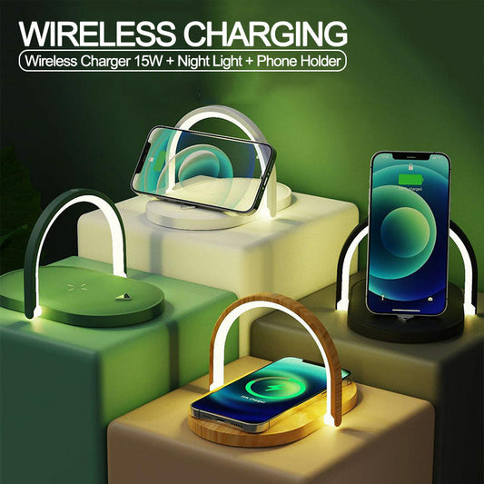 Wireless Charger Night Light and Phone Holder with Eco-Friendly Design