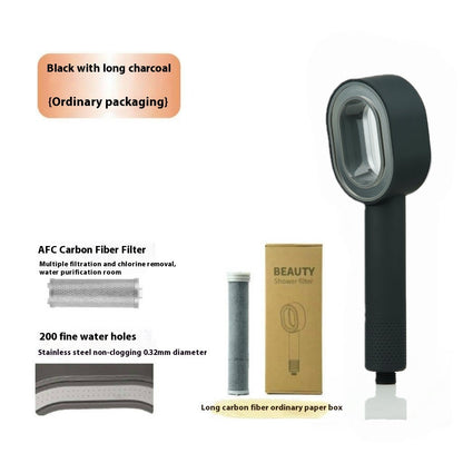 Water-Saving Silver Handheld Shower Head with Red Nozzle