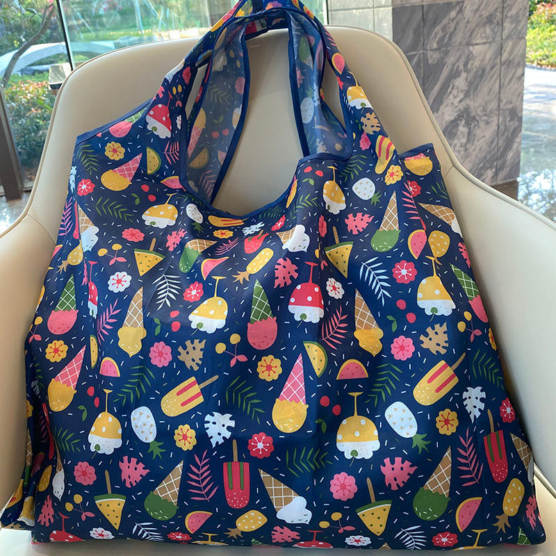 Eco-Friendly Reusable Shopping Bag - Multicolored Floral & Geometric Patterns