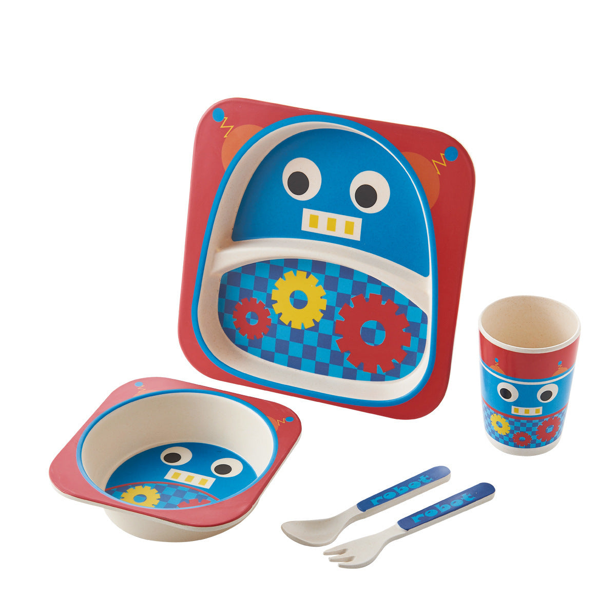 Bamboo Fibre Kids Dinnerware Set - Eco-Friendly Crocodile Design
