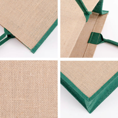 Eco-Friendly Reusable Tote Bag - Natural Beige with Green Trim