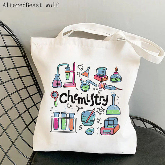 Eco-Friendly Chemistry Tote Bag with Colorful Illustrations