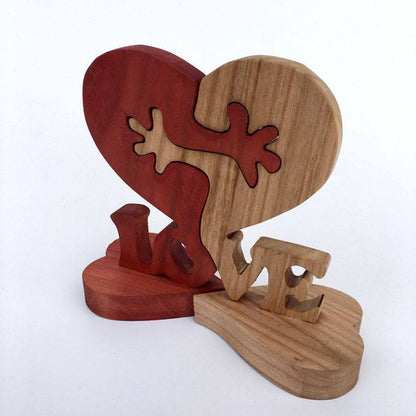Eco-Friendly Heart-Shaped Wooden Puzzle Decor