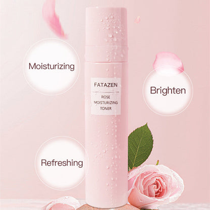 Rose Moisturizing Toner in a Pink Cylindrical Bottle