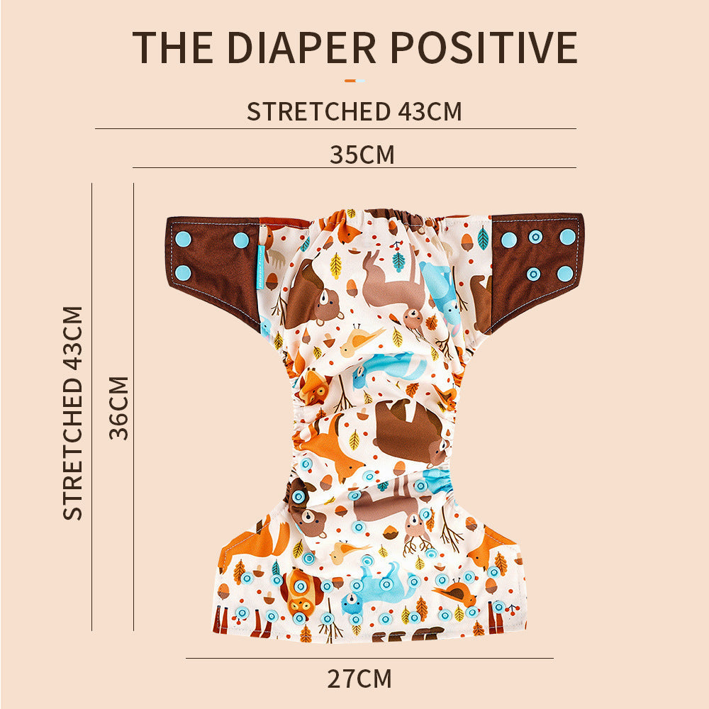 Eco-Friendly Reusable AI2 Cloth Diaper with Animal Patterns for Babies 6-15 kg