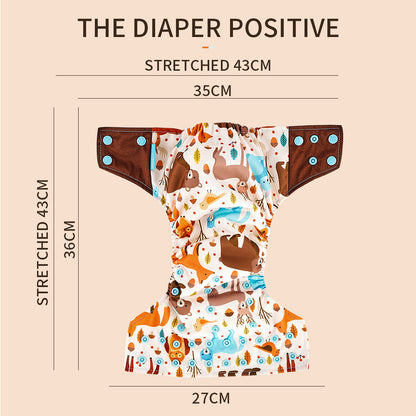 Eco-Friendly Reusable AI2 Cloth Diaper with Animal Patterns for Babies 6-15 kg