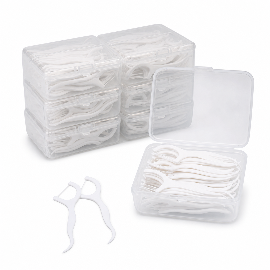 96 Pieces Dental Floss Picks, White, 50 Pieces Per Pack, 12-Pack